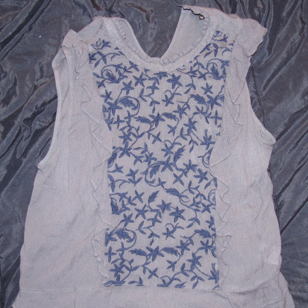 Large Grey with Blue Detailing Women's Blouse
